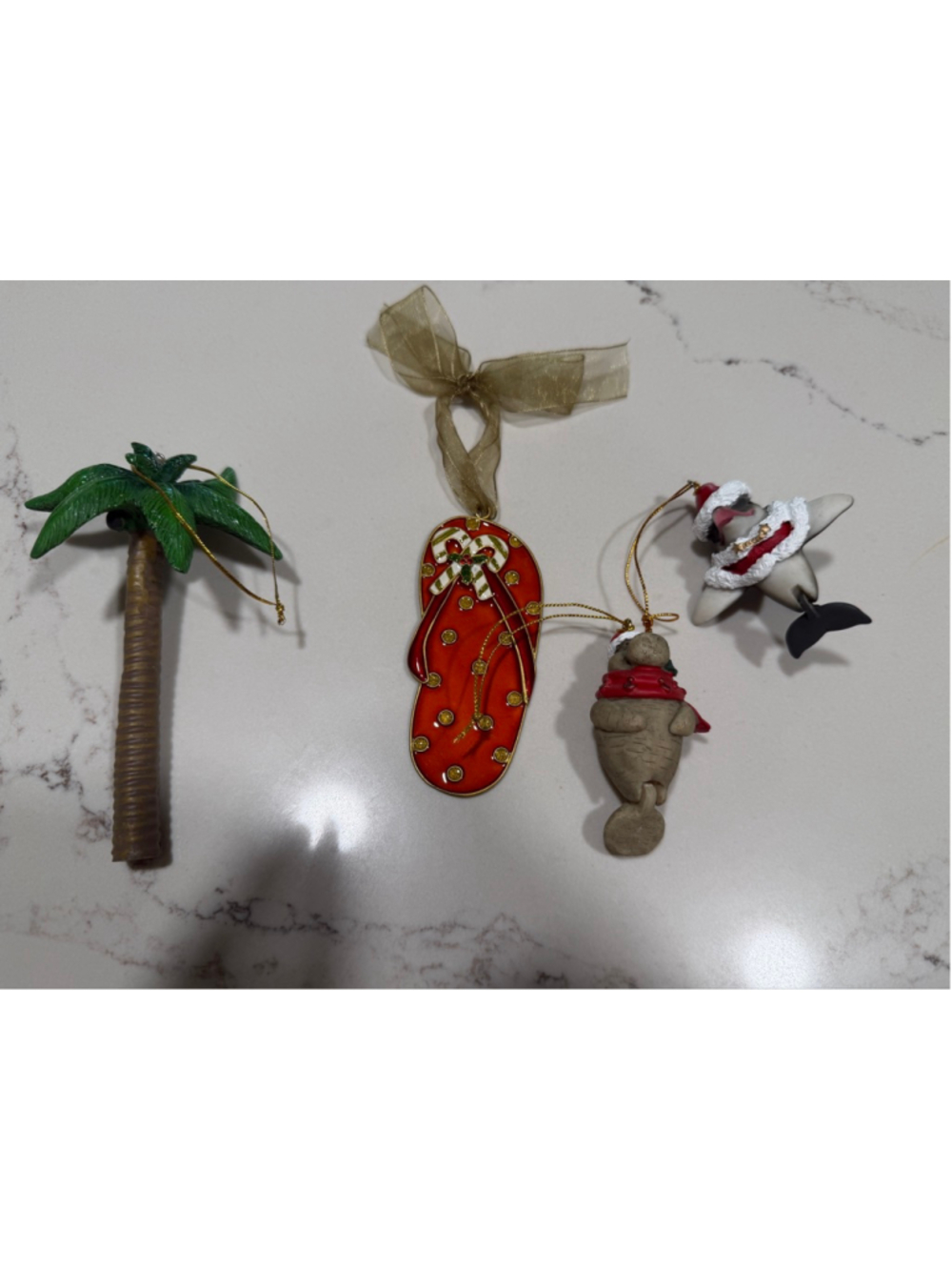 LOT of 4 Christmas Florida Beach Manatee Dolphin Palm Ornaments